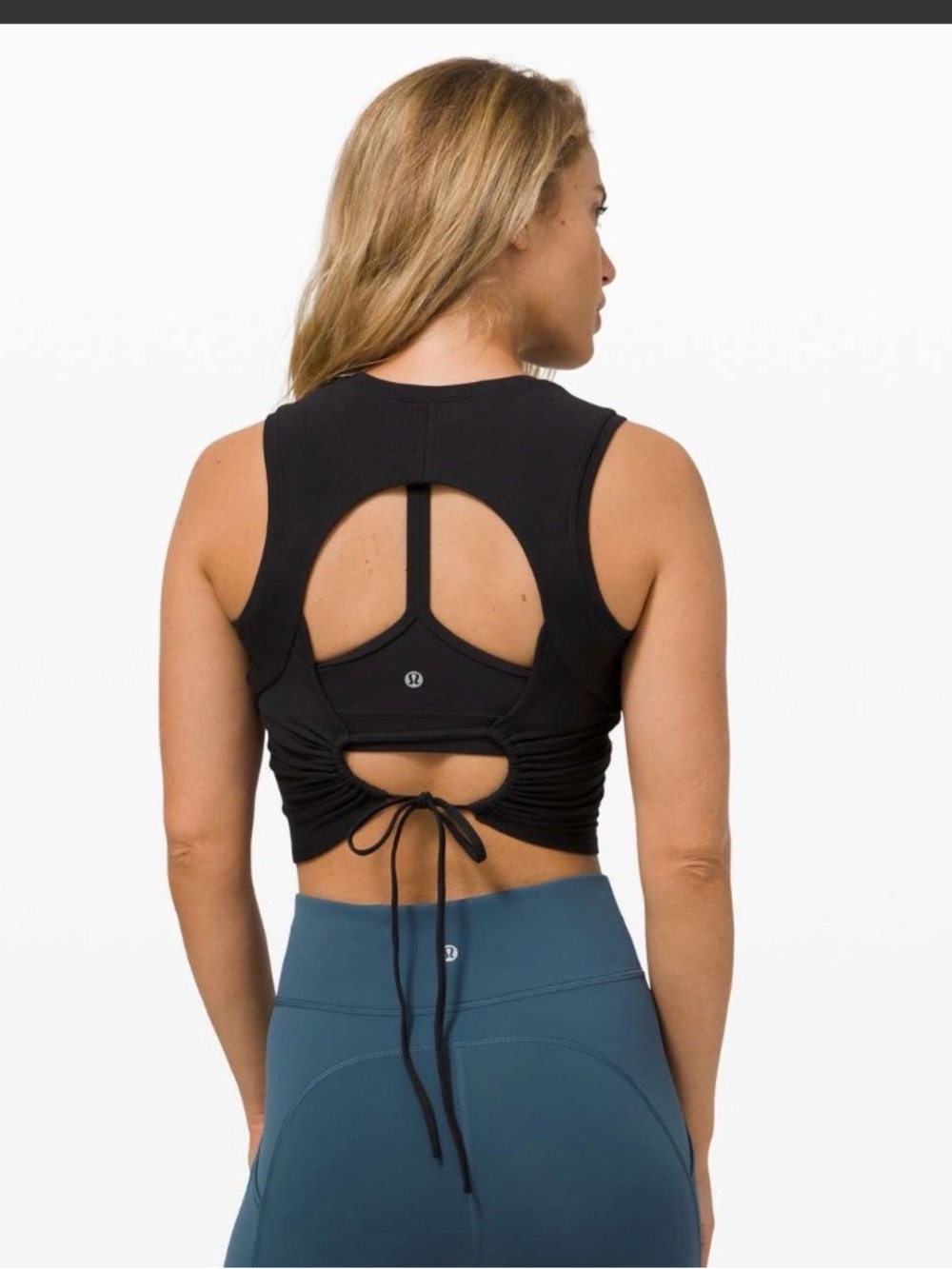 Lululemon Black Open-Back Tie Crop Tank